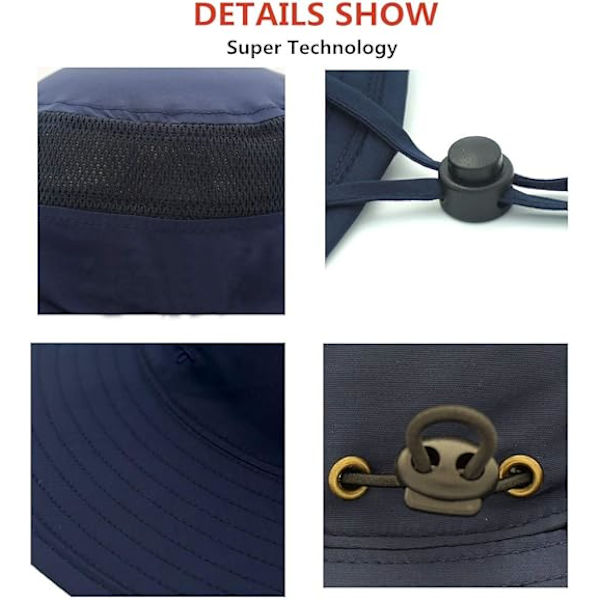 Fiskehatte Vindtætte UPF50+ UV-beskyttelse Spand Strand Mesh Solhat 56-61cm