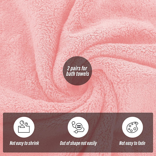 2-pak Premium Badehåndklædesæt - Hurtigtørrende - Mikrofiber Koral Fløjl Højabsorberende Håndklæder - Multifunktionel (Pink)