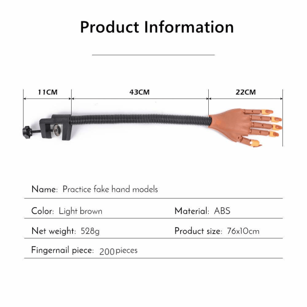 Negle Treningshånd for Akrylnegl, Justerbar Falsk Modellhender for Neglepraksis