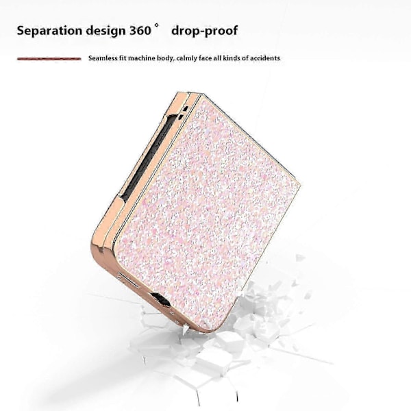 Skal för Motorola Razr 50 5G Elektropläterad Telefonfodral Färgglad Glitterdesign PU+TPU Skyddsfodral Peach Pink