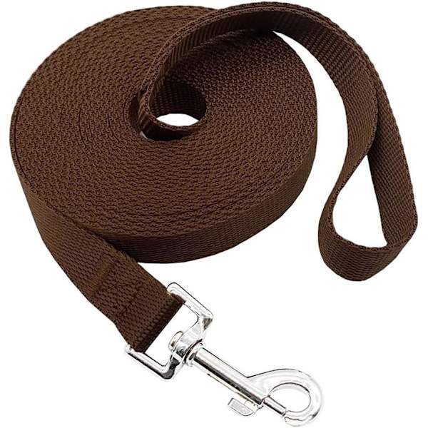 Nylon træningshundesnor til små, mellemstore og store hunde, 15ft 20ft 30ft 50ft lang snor Hunde-/hvalpetræningssnor til lydighedstræning, camping50ftBrun