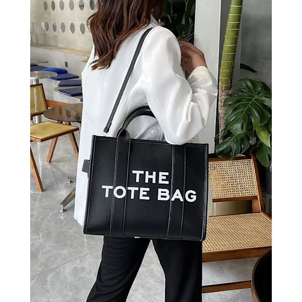 Toteväska för kvinnor, PU-läder toteväska, axel-, crossbody- eller handväska för skola, kontor, resor (10,6X13X6,3 tum)