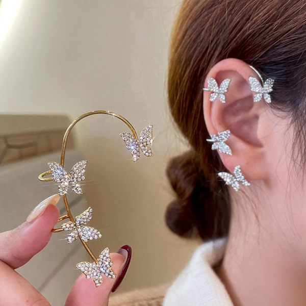 Heyone Butterfly Wing Drop Dangle Øredobber Gullbelagt Krystall Rhinestone for kvinner jenter bryllup Smykker