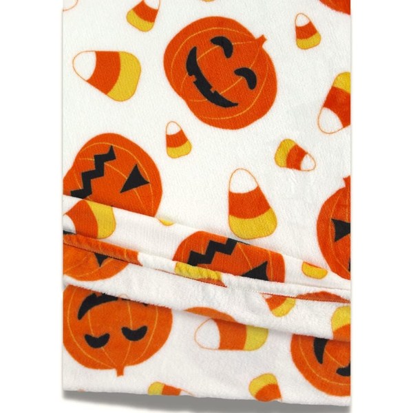 Halloween-tæppe: Jack O Lantern-græskar med slikmajs-print på blødt fløjlsfleece til sofa, seng, lænestol eller sovesal