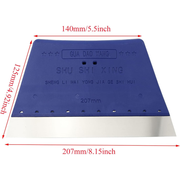 Rustfritt stål loddepasta skrape 205mm flat squeegee skrapebrett for sliping og polering, blå