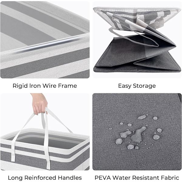 1-pakkaus suuri pyykkikori, vedenpitävä, vapaasti seisova pyykkikori, kokoontaitettava korkea pyykkikori pidennetyllä (Gradient Grey, 75L)