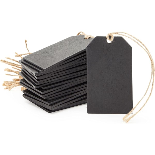 Svarta skyltar, svarta presentetiketter för väskor och etiketter (2 x 3,1 tum, 12 stycken)