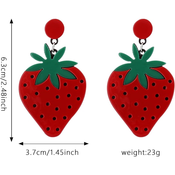 Lätta akryl stora och färgglada röda söta jordgubbsdroppar och dingla uttalande örhängen Kvinnors mode och roliga örhängen