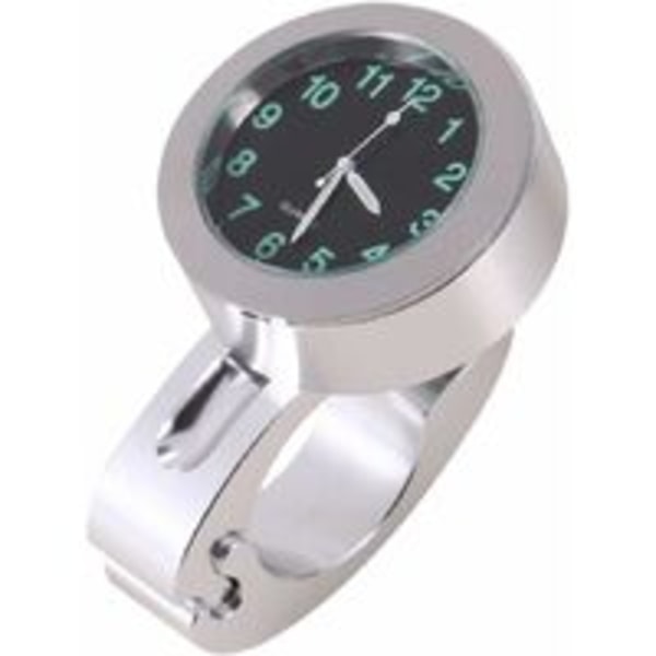 Motorsykkelstyre klokke, sølv motorsykkel vanntett styre glød montering klokke klokke for de fleste Cruiser Chopper motorsykkel, 4,3 x 4,3 x 1,7 cm