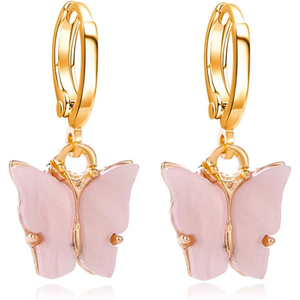 Heyone Funklende Charm Chic Sommerfugl Dangle Øreringe Yndig Akryl Farverige Dyr Drop Hoop Øreringe til Kvinder Piger Smykker Gave