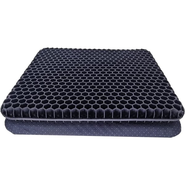 Gel Seat Cushion, Double Thick Gel Seat Cushion Seat Cushion with Non-Slip Cover, Breathable Honeycomb Pain Relief Seat