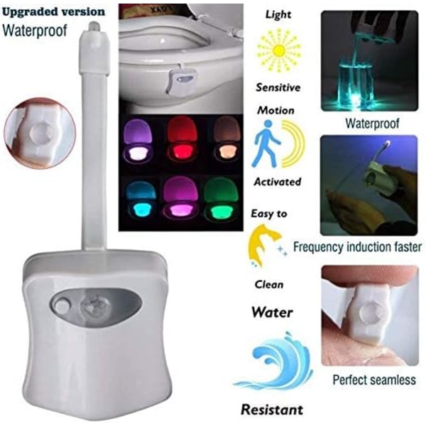 Original Toilet Night Light 2 Pack, ZEZHOU Bevægelsessensor Aktiveret LED-lampe, Sjov 8 Farver Skiftende Badeværelse Natlys Tilføjelse på Toiletsæde