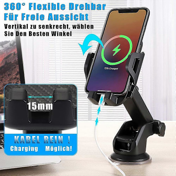 Mobilholder Bil 3 i 1 Ventilation & Sugekop, Mobilholder Til Bilen Silikonebeskyttelse Universal Bil Mobilholder 360 Drejning Fleksibel Til Alle Mobiler W15 style504