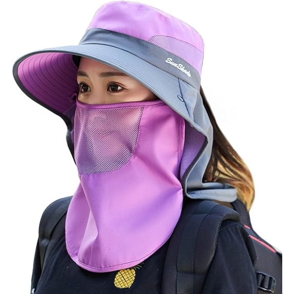 Kvinders hestehale sommersol UV-beskyttelseshat Foldbar Boonie-hatte med bred skygge til strandsafarifiskeri