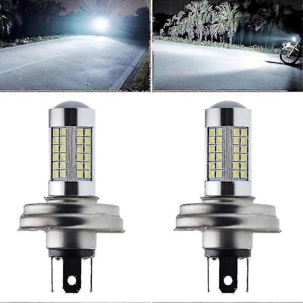 2 stk. Motorcykel P45t R2 66smd Led Forlygte Lampe Høj/lav Lysstråle Til Scooter Knallert Hvid 6000k 6v 12v -bp 10-30V
