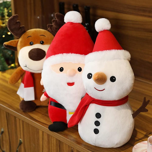 Jule plys Santa Claus snemand elg dukke, jule plys dukke dekorative udstoppede dyr plys legetøj til familie og børn (9 tommer, snemand)