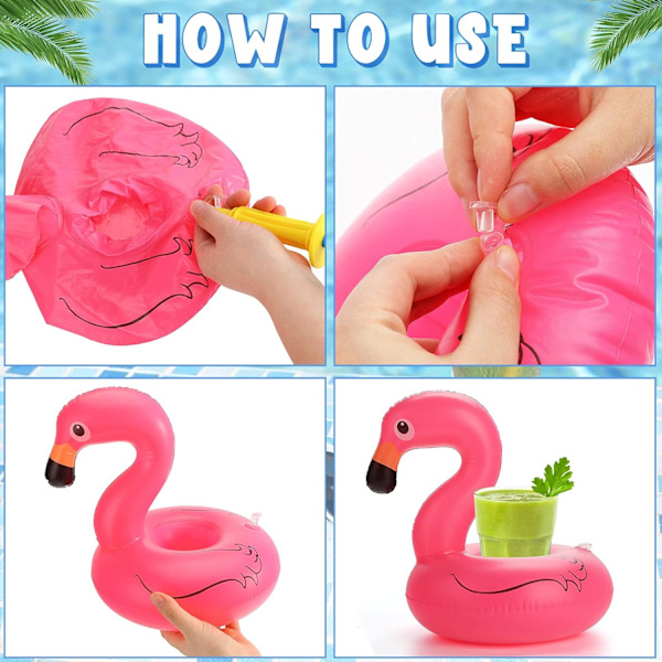 Ilmapatja Juomateline, Juoma Uivat Ilmapatja Lintukuppi Aluslaatat Vaaleanpunainen Flamingo Juomateline Musta ja Valkoinen (6 Pakkaus)