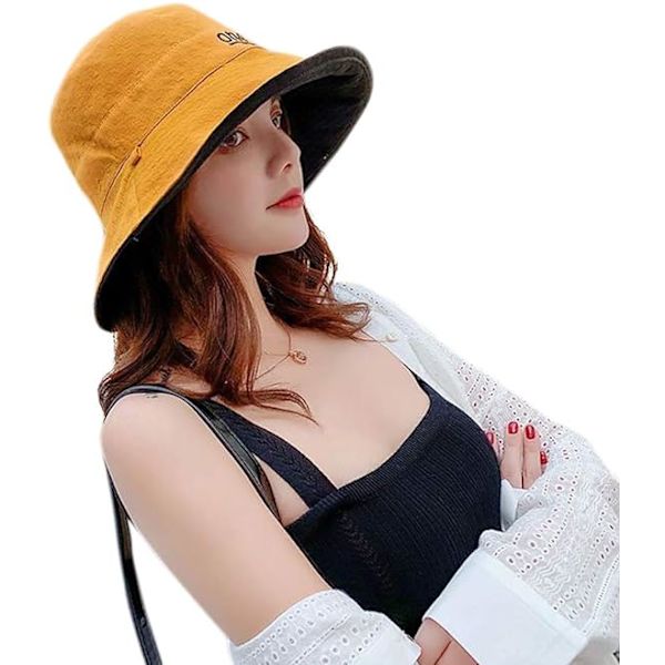 Solhatte til kvinder, pakkelige, UV-beskyttelse UPF50, strandhat, sommer, reversibel, bredskygget solhat