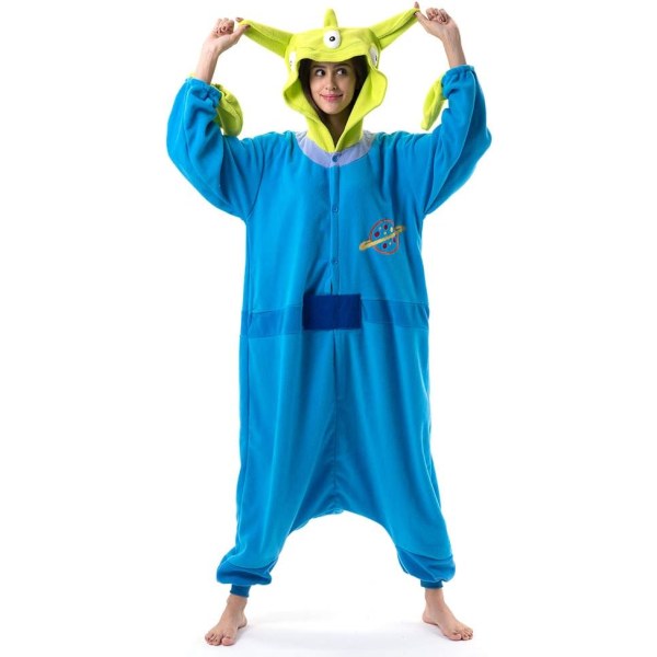 Unisex Vuxen tecknad kostym Halloween Jul Sovkläder Jumpsuit Onesies Plysch Cosplay Pyjamas Aliens XL