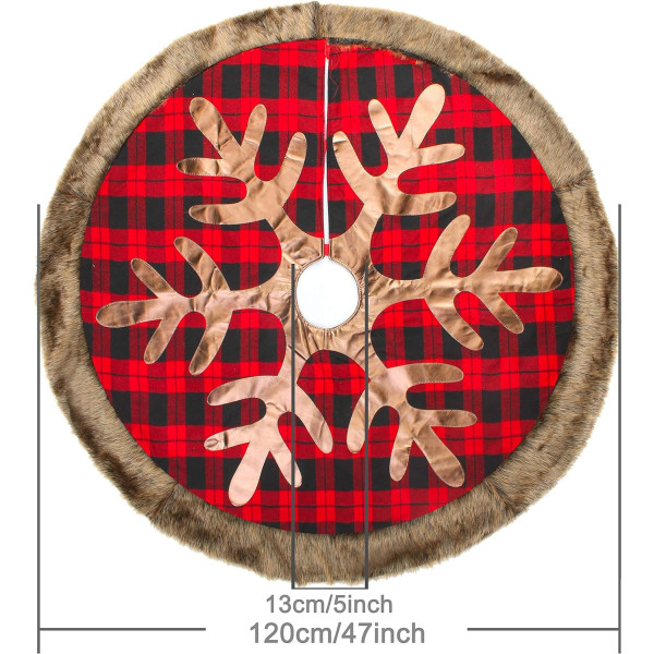 Christmas Tree Skirt,Large Double Layers Snowflake Pattern Tree Skirt for Christmas Holiday Decoration(48 inch)