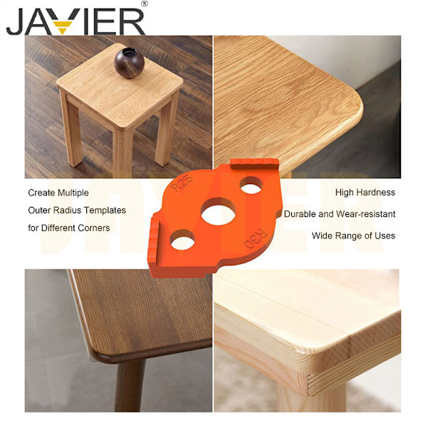 4-delt radius jig router mal for trebearbeidingsverktøy, høy hardhet ABS + CNC router jig mal vinkel T10 T15 T20 T25 T30 T35 T40