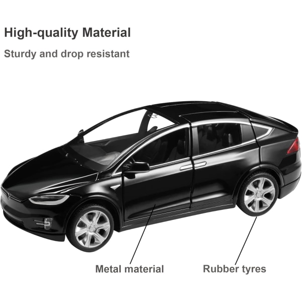 Legetøjsbiler Model X 1:32 Tilbage trække køretøjer Diecast bilmodel Biler Legetøj til drenge og piger 3 til 12 år gammel Sort