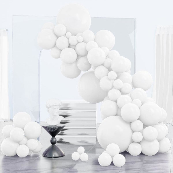 Vita ballonger, 85 st Matt vita ballonger Olika storlekar Paket med 18 tum 12 tum 10 tum 5 tum för ballonggirland som födelsedagsdekorationer