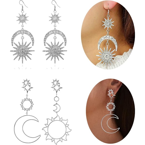 Heyone Boho Asymmetrinen Ontto Tähti Aurinko Kuu Tippa Riippuva Korvakoru Tytöille