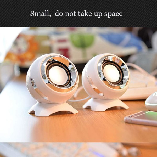 Datamaskin USB-strømhøyttalere, Mini Desktop-høyttalere Lyd, Overlegen stereolyd, Dobbelthorn, Perfekt for datamaskin, bærbar PC