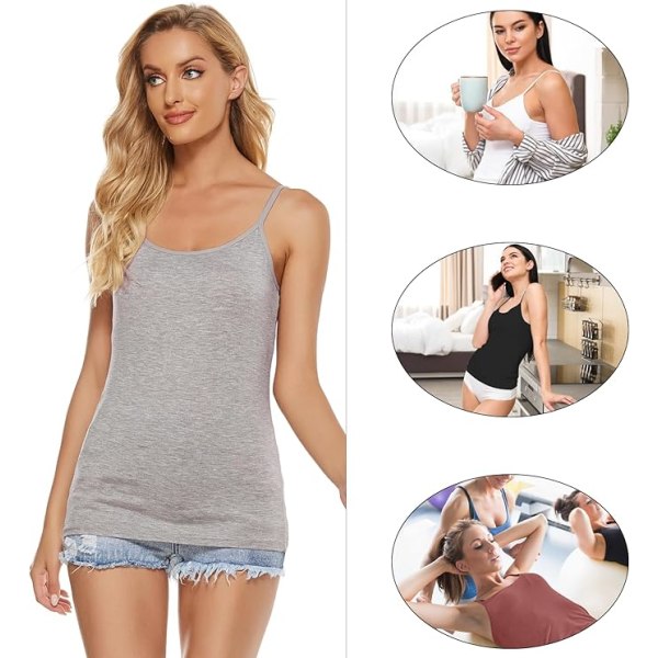 5 st Basic Camisole Justerbar Camisole Spaghetti Rem Tank Top för Kvinnor och Flickor (Large）