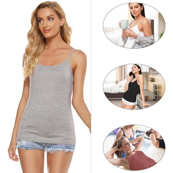 5 stk. Basic Camisole Justerbar Camisole Spaghetti Stropp Tank Top for Kvinner og Jente (Stor)