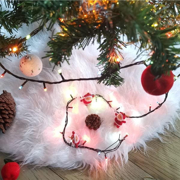 Julgranskjol, julgransmatta, vit plysch snö julgransdekorationer, fuskpälsmatta, julgransdekoration (vit 78 cm)