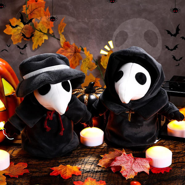 2 kappaletta korppi lääkäri täytetyt eläimet 12 tuumaa Halloween korppi pehmolelu musta pelottava lääkäri lintu täytetty pehmolelu nukke Halloweeniin