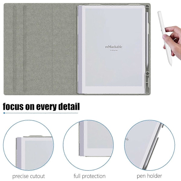 Fodral för ReMarkable 2 Roterande Ställ PC PU Läder E-läsare Skydd med Pennhållare - Multicolor Grey