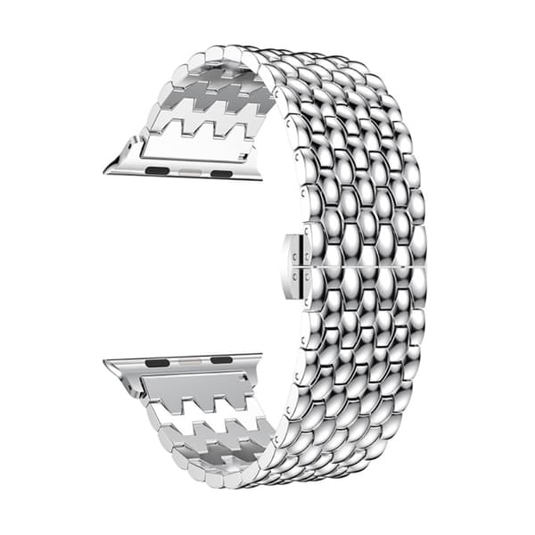 Metallarmbånd med sommerfugl-spenne for Apple Watch 42/44/45/49 mm Sølv