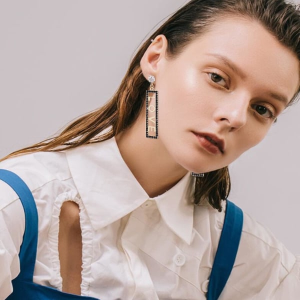 Heyone Enkla Punk Kärleksbrev Stora Långa Hängande Örhängen Mode Engelska Alfabetet Kärlek Hjärta Form Hängande Örhängen