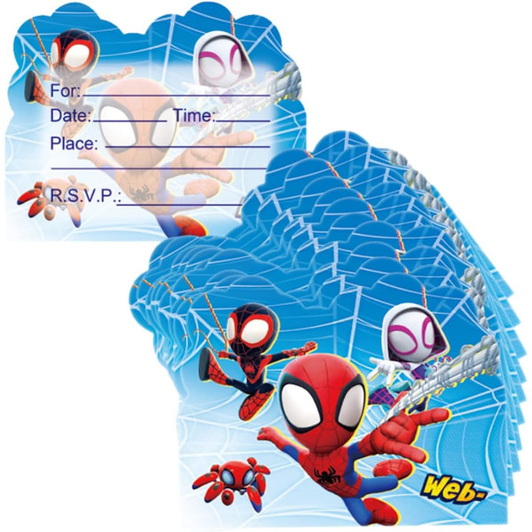 50PCS Spidey and His Amazing Friends Birthday Party Invitations card,Spidey and His Amazing Friends Party Supplies for Kids