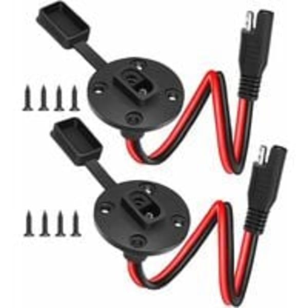 pcs SAE Power Socket Sidewall Port, Universal SAE Solar Panel Quick Mount Waterproof Connector, 12AWG SAE Cable med 8 skruer