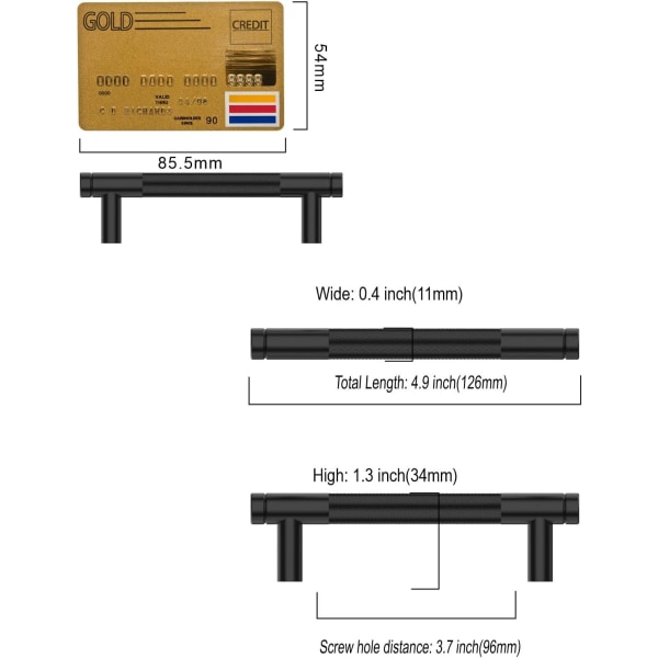 2 kappaletta mustaa keittiön kaapin vetimiä 96mm huonekaluvetimet ruuveilla, työpöydille, laatikoille, kaapeille, kaappi UK0040