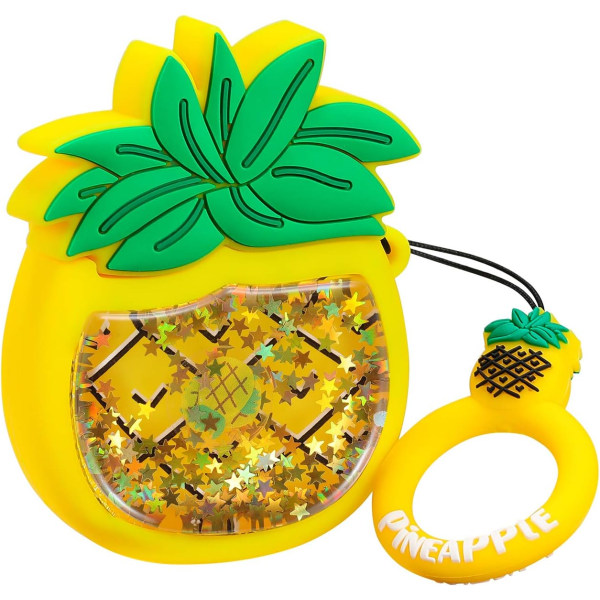 Quicksand Pineapple Case yhteensopiva Airpods 1/2,söpö 3D-sarjakuva hauska Funny Kids Girls Teens Cover, Kawaii Fruit Bling Glitter