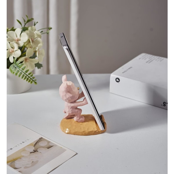 Sööt Karhu Puhelinteline Työpöydän Koristeeksi Kawaii Puhelinteline (Vaaleanpunainen, Kämmenen Tuki)