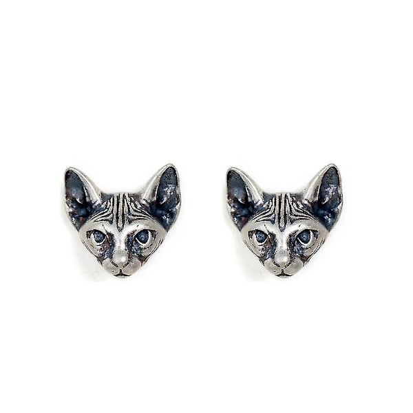 Betterlifefg-kitten Hoved Stud Øreringe Retro Frosty Vind Mænds Og Kvindernes Niche Design Enkle Personlighed Øreringe