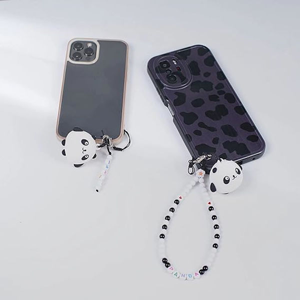 2 kpl Pariskunnan puhelimen rannehihna Anti-Lost Charm Panda Cartoon avaimenperä Kawaii akryylihelmet Lanyard pojille tytöille vihreä