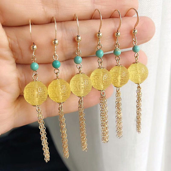 1 par friske rav øreringe, guld perle øreringe, 14k guld kvast øreringe, klassisk og elegant retro stil Betterlifefg