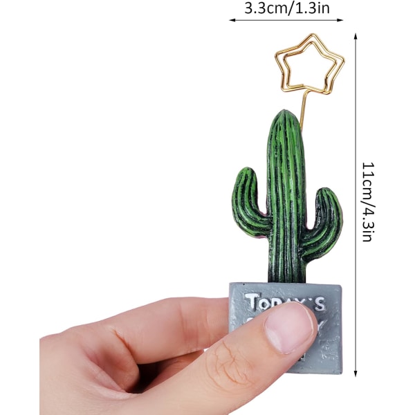 4 Pieces Artificial Plants Bonsai Card Clips Resin Cactus Photo Memo Place Number Holder Stand Desktop Decor--