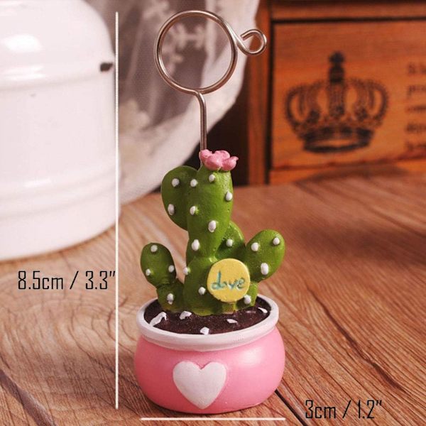 4 stk. Mini Sukkulente Planter Bonsai Memo Klip Resin Kaktus Statue Note Foto Navnekort Holder Bord Dekoration--