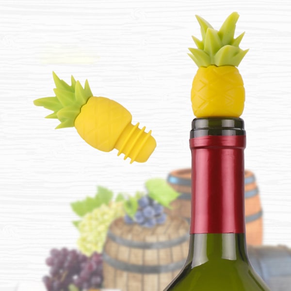 Ananas Silikon Flaskeprop Vin Glas Markører, Vinpropper Genanvendelige Drikkeflaskepropper Vinglas Charms