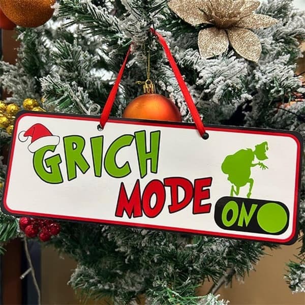 10 stk Grinch Julepynt, Dobbeltsidig Pappoppheng, 25 cm Grinch Skilt Julepynt