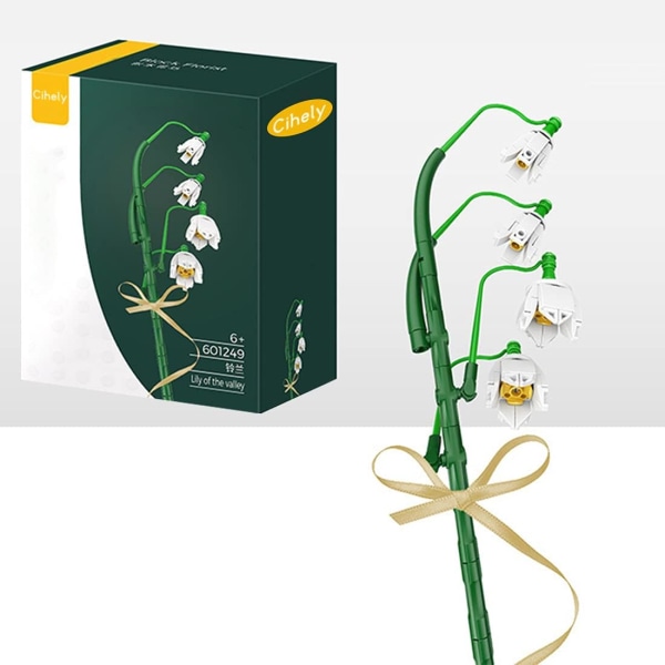 Blombukett Byggklossar Kits Bell Orchid 601249, Konstgjorda Blommor Byggprojekt för att Släppa Stress och Fokusera Sinnet(100+ Bitar)