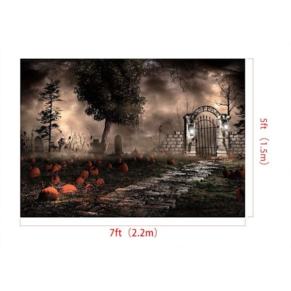 7x5ft/2.2x1.5m Halloween-tema Bakgrund Pumpa Natt Datortryckt Tyg Bakgrund Foto Video Studio Rekvisita